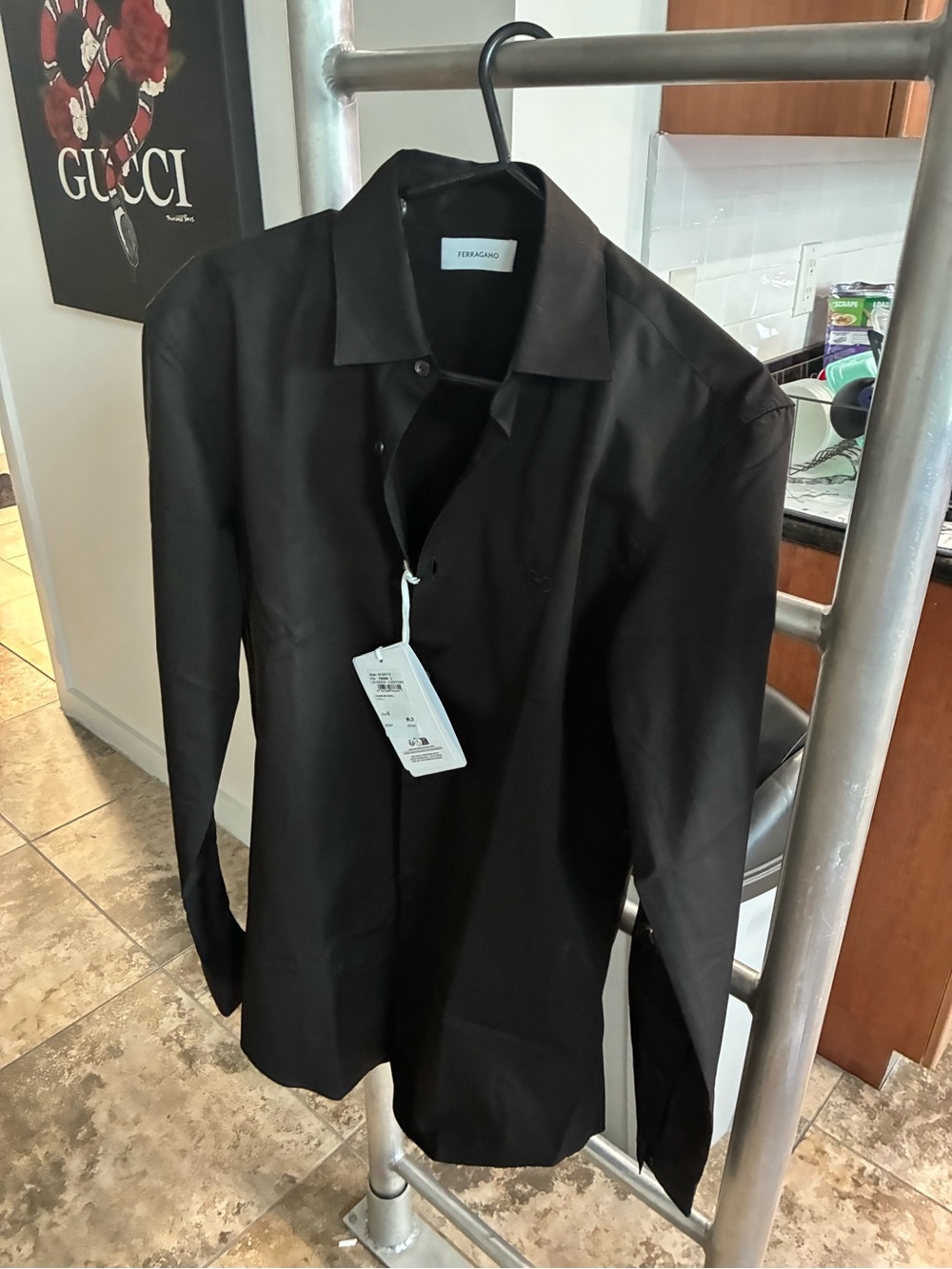 Ferragamo Black Casual Button-Down Shirt – New With Tags